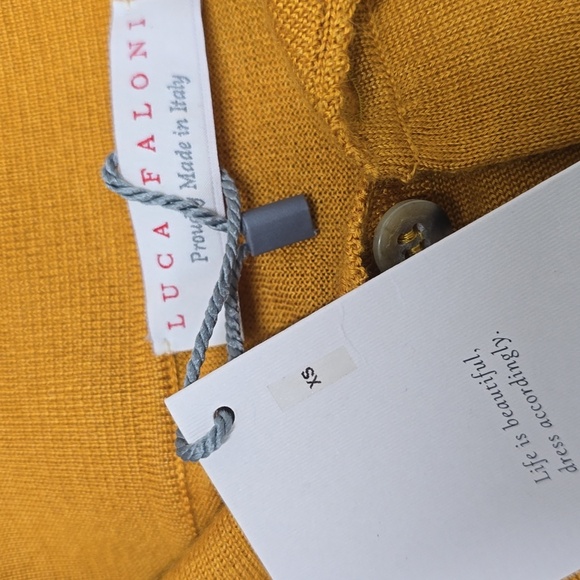 Vibrant Yellow Slim Fit Polo Knitted Shirt, Silk/Cashmere Colour: Mustard,$395 - Picture 8 of 9